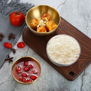 Ciotola a Doppio Strato in Acciaio Inox 304 con Design Ondulato Oro e Argento per Riso e Zuppa, Uso Domestico, Cucina e Ristorante Coreano - Product Image 2