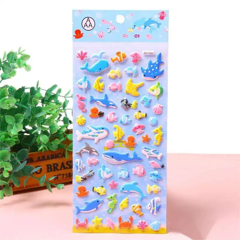 Miglior commercio all'ingrosso di simpatici bambini personalizzati estetica EVA foglio di balena gonfio di squalo adesivo Set di bolle di animali dell'oceano dei cartoni animati