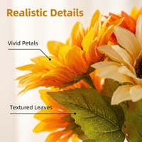 Bouquet de tournesols en soie réaliste, arrangement de fleurs artificielles, décoration d'automne, centre de table pour Thanksgiving, Pâques, fête des mères
