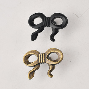 Bowknot Single Hole Handle <b>Black</b> Bronze Metal Cabinet Door Drawer <b>Knob</b> French Style Durable Novelty Shape - Product Image 1
