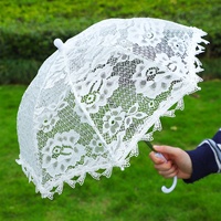 Parapluie en dentelle blanche pour enfants, filles, mariage, danse, accessoires de photographie, design pastoral, parapluie métallique populaire pour mariage