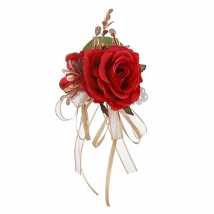 Corsages et Boutonnières en Tissu Polyester Champagne, Fleurs de Poignet Rose pour Mariage, Corsage pour Femmes Invitées, Décoration de Mariage - Product Image 5
