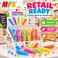 Bâtonnets de bonbons de roche géante-Bonbon de sucre cristallisé sur un bâton en bois