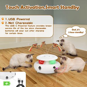 Indoor Kitten 3 in 1 Interactive Movement Rotating Toy Electric Feather Bouncing Butterfly Track Ball Turntable Pet <strong>Cat</strong> Products - Product Image 3