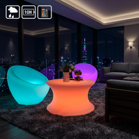 Table de salon LED en forme de sablier, lumineuse, étanche, rechargeable, télécommandée, en plastique, pour bars et salons, vente en gros, décoration