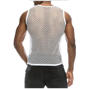 Camiseta sin mangas con perspectiva de calle de malla hueca con personalidad masculina de estilo sexy - Product Image 2