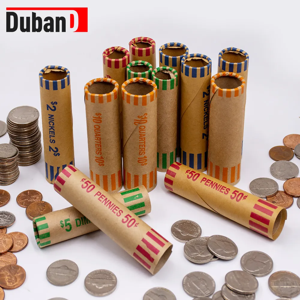 32 emballages de pièces de monnaie préformés assortis tube en papier kraft pour US coin tri peut être personnalisé emballage