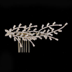 Accessoires de cheveux de mariage scintillants pour femmes, avec motifs floraux, pinces à cheveux dorées et peignes en zircon cubique - Product Image 1