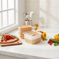 Contenants à emporter jetables et compostables en gros, boîte alimentaire, grands bols en papier kraft recyclables avec couvercles pour la préparation des repas et les fêtes