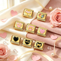 Gelang Pesona Italia Y2k Kustom DIY Berlapis Emas Romantis Cinta Gelang Pesona Baja Tahan Karat Perhiasan Fashion Wanita Hadiah