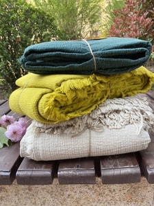 Couverture polyvalente en lin et mousseline de coton fait à la main avec <span class=keywords><strong>bord</strong></span> en <span class=keywords><strong>laine</strong></span> épaisse et lourde - Product Image 5