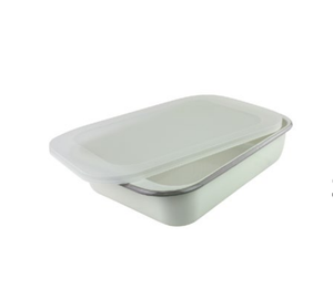 Logo personnalisé Moule <span class=keywords><strong>de</strong></span> cuisine <span class=keywords><strong>en</strong></span> fer Plateau <span class=keywords><strong>de</strong></span> service rectangulaire <span class=keywords><strong>en</strong></span> émail blanc avec poignée - Product Image 3