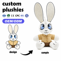 Peluche licorne lapin à longues oreilles mignonne avec tenue chemise, broderie fine, poupée en peluche, cadeau d'anniversaire pour enfants, décoration personnalisée OEM