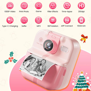 กล้องดิจิตอลสำหรับเด็ก1080P พิมพ์ลายได้ทันที1200มิลลิแอมป์ต่อชั่วโมงสำหรับเป็นของขวัญสำหรับเด็กผู้ชายเด็กผู้หญิงกล้องวิดีโอสำหรับเด็ก - Product Image 6