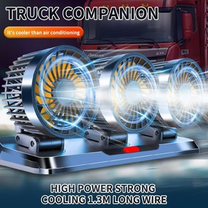 Ventilateur de voiture 2-en-1 à 3 têtes Rotation à 360 degrés 3 vitesses Refroidissement Climatisation Ventilateur de véhicule portable USB 5V/12V/24v - Product Image 6