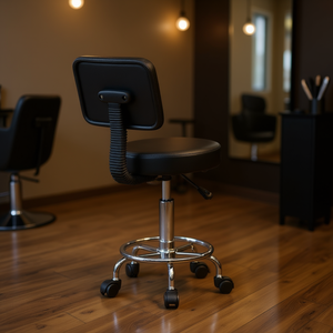 Db Modern Round Adjustable Styling Chair Pu Leather Salon <b>Stool</b> With Back Aluminum Base For <b>Beauty</b> Salons Barber Chair - Product Image 2