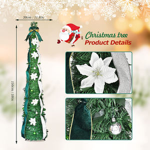 Árbol <span class=keywords><strong>de</strong></span> <span class=keywords><strong>Navidad</strong></span> Espiral Artificial con Cinta Dorada y Blanca, Decoración Navideña - Product Image 3