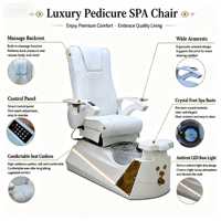 Mobilier de salon de spa professionnel, chaise de pédicure blanche de luxe avec bol en cristal pour salon de manucure