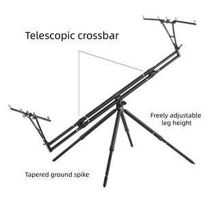Soporte para Cañas de Pescar Totalmente Metálico, Telescópico y Plegable, con <span class=keywords><strong>4</strong></span> Soportes para Cañas, Altura Ajustable de 160 cm, 270 °   Soporte para Cañas de Pescar de Carpa con Ángulo Amplio de 155 Grados - Product Image 3