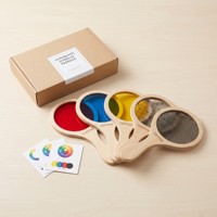 Pales de couleur chromatiques personnalisées OEM en bois avec superposition, planche filtrante transparente, jouet éducatif scientifique d'optique de la lumière et de la théorie