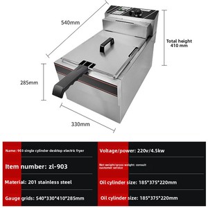 <span class=keywords><strong>Friteuse</strong></span> électrique à <span class=keywords><strong>double</strong></span> cuve commerciale, grande capacité, pour frites, bâtonnets de pâte, machine à frire pour la nourriture de rue, poulet frit - Product Image 3