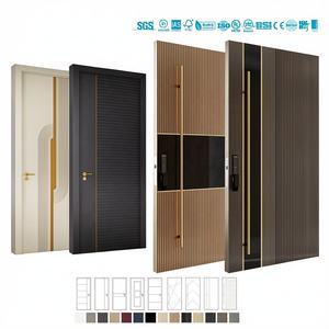 European <b>America</b> <b>Villa</b> Oak Walnut Solid Wood Anti-Theft Exterior Entrance Door for Apartment Use Modern Design - Product Image 2