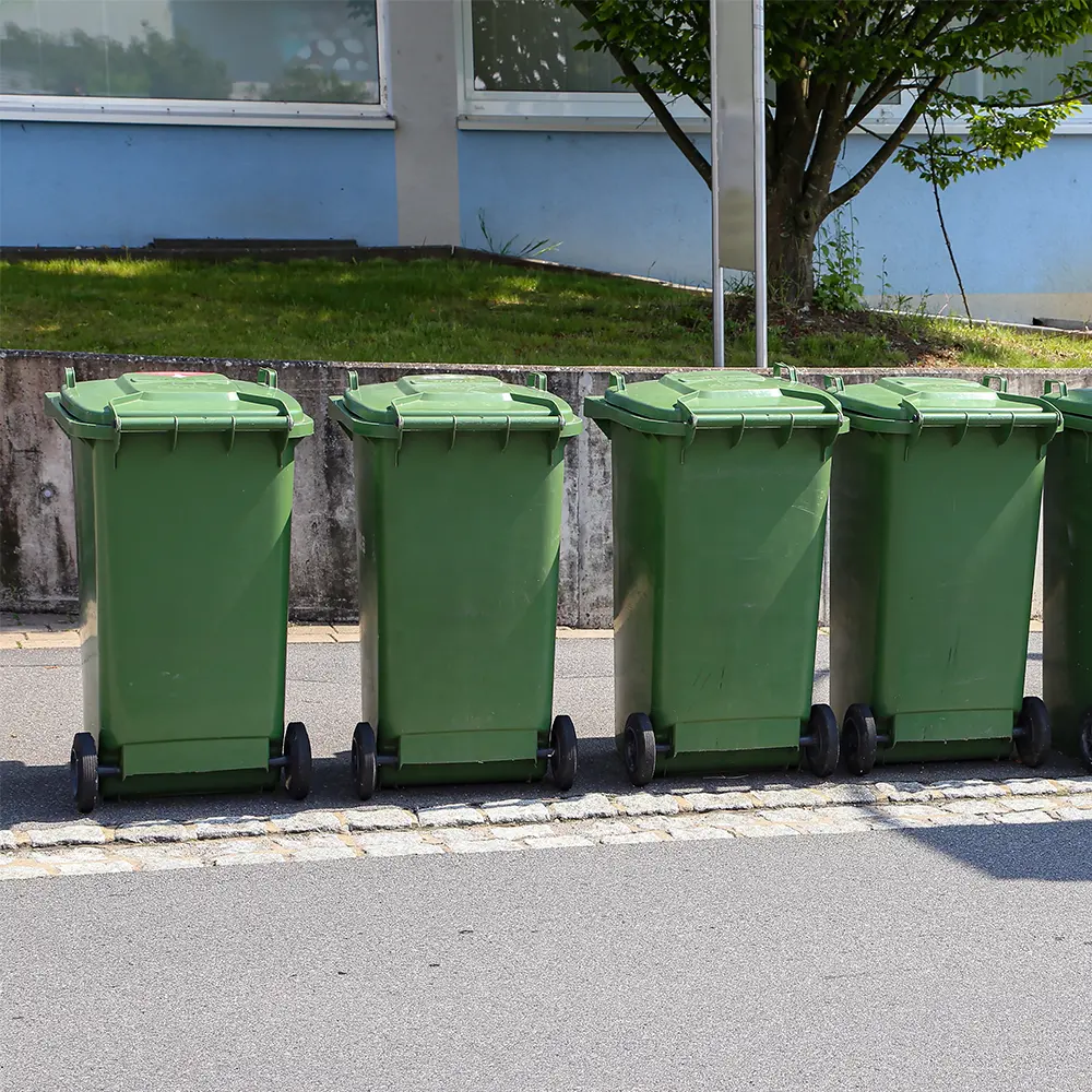Großraum-Mülleimer mit Klappdeckel und Doppelgriffen grüne Abfallbehälter Abfallbehälter