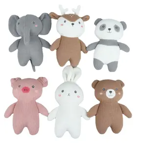 100% katun buatan tangan grosir boneka Safari rajut Jungle Cuddle mainan rajutan Crochet Amigurumi mainan hewan untuk hadiah bayi Set