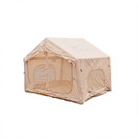 Tente de camping gonflable 7.5 ㎡   Tente familiale double couche imperméable et coupe-vent, installation rapide, portable, pour camping et glamping en plein air