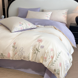 Nắng dệt ffour-Mảnh bộ đồ giường đặt bông Duvet cover Bộ thêu bộ đồ giường đặt - Product Image 1