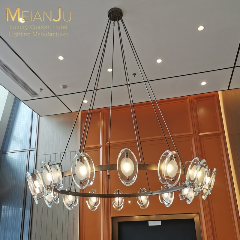 Zhongshan Premium Leather Glass Restaurant Chandelier