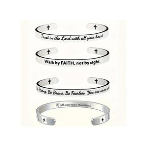 Hot Sales <b>Adjustable</b> Religious Stainless Steel Faith Bible Verse <b>Bracelets</b> for Women 4pcs/Set Fashionable Charm Jewelry - Product Image 1