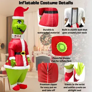 Xmas Inflatable Costume Christmas Green Monster Inflatable Suit Holiday Party Giant Inflatable Costume Green Monster Adult
