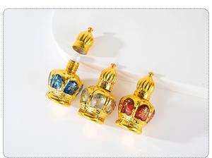 Botella de Perfume Recargable de Vidrio Dorado de 12 ml con Tapas de Bola, Portátil - Product Image 3