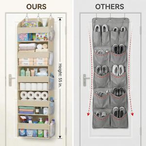 Over The Door Organizer 5 Shelf Hanging <b>Storage</b> With Toiletry Bag Beige For Bedroom Bathroom Nursery - Product Image 5