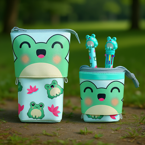 Oh My Pop Froggy-Cute Pencil Case + 10-Colour <b>Pen</b> + <b>Erasable</b> Gel <b>Pen</b>, Turquoise - Product Image 3