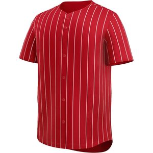 Blank Baseball Jersey Men Short Sleeve Button <b>Down</b> Red Pinstripe Breathable Sports Uniform All Seasons - Product Image 2