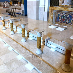 Dessins de garde-corps d'autel en marbre blanc en pierre naturelle décorés d'intérieur d'église - Product Image 3