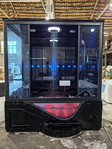 Salle de bain et de <span class=keywords><strong>douche</strong></span> à vapeur intérieure de luxe noire, combinée à une <span class=keywords><strong>baignoire</strong></span> à remous, <span class=keywords><strong>cabine</strong></span> de <span class=keywords><strong>douche</strong></span>, <span class=keywords><strong>baignoire</strong></span> de massage à pluie - Product Image 1