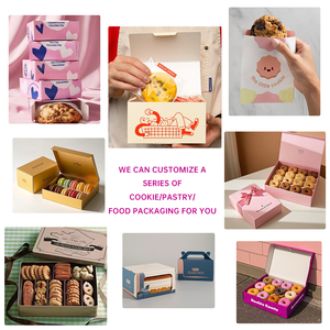 กล่องคุกกี้ กล่องขนมอบ กล่องเค้ก กล่องกระ<span class=keywords><strong>ด</strong></span>าษสำหรับเบเกอรี่ กล่องโมจิ กล่องโ<span class=keywords><strong>ด</strong></span>นัท แบบพับได้ สำหรับบรรจุภัณฑ์อาหาร  รับออกแบบโลโก้ของคุณเอง ขายส่ง - Product Image 6