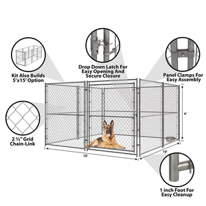 กรงสุนัขวิ่งขนาดใหญ่10x10x6กรงเหล็ก - Product Image 1