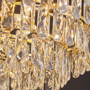 Lustre moderne de luxe en cristal K9 pour salle à manger et chambre à coucher, ampoules LED E14 incluses, luminaire plaqué or à intensité variable - Product Image 5