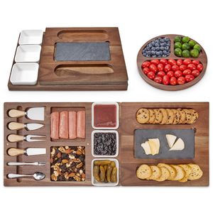 Vente en gros de planches <span class=keywords><strong>et</strong></span> couteaux de charcuterie magnétiques Grand ensemble de planche à charcuterie <span class=keywords><strong>et</strong></span> de planche à fromage en <span class=keywords><strong>ardoise</strong></span> d'acacia - Product Image 1