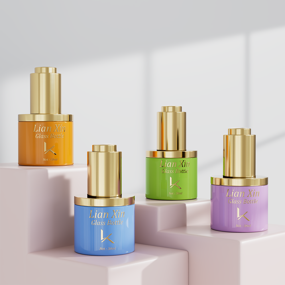 glass bottles unique with pump for oil serum