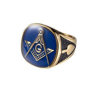 Estilo único, digno de Instagram, hip-hop, moda punk, anillo creativo de acero de titanio AG para hombre, masónico. - Product Image 5