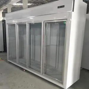 MUXUE Réfrigérateur à 4 portes coulissantes verticales en verre Réfrigérateur à boissons <span class=keywords><strong>Vitrine</strong></span> commerciale/Réfrigérateur présentoir d'<span class=keywords><strong>occasion</strong></span> en vente - Product Image 1