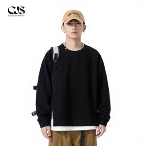 高品质秋季男士复古花棉加厚羊毛衬里宽松长袖拼接卫衣 T 恤 - Product Image 1