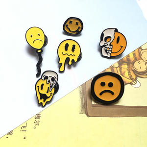 批发股票个性可爱笑脸哭泣表情骷髅徽章胸针笑脸搞笑软拉刀徽章珐琅别针 - Product Image 1