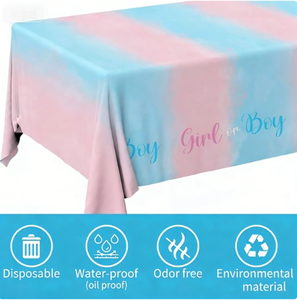 DAMAI Boy or Girl Baby Shower Decorations Backdrop Gender Reveal Party Supplies Waterproof PE for Disposable <b>Tablecloth</b> - Product Image 3