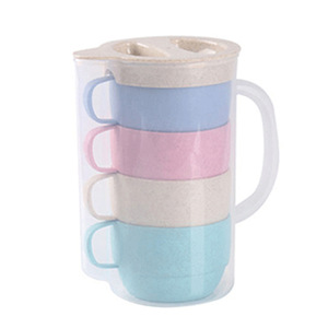 Juego de 5 Piezas de Jarra de Agua de Paja de Trigo, Jarra de Jugo Ecológica, Libre de BPA, Juego de Bebidas de Gran Capacidad con 4 Vasos para el Hogar, Picnic, Fiesta - Product Image 2